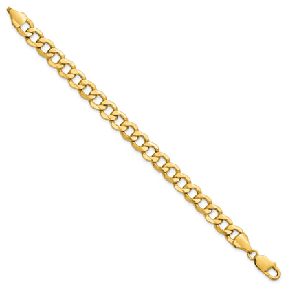 14K 8 inch 9mm Semi-Solid Curb with Lobster Clasp Bracelet