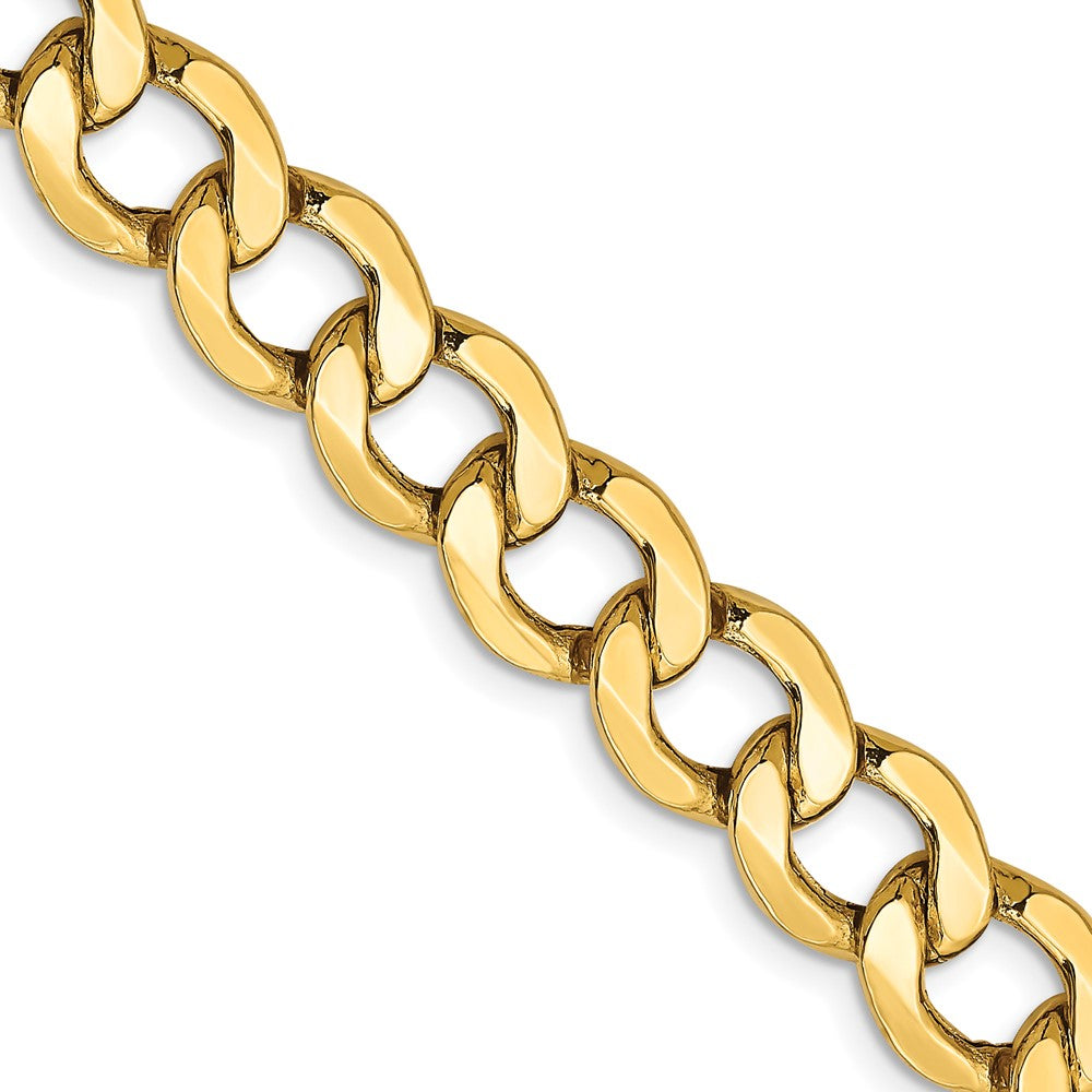 14K 18 inch 9mm Semi-Solid Curb with Lobster Clasp Chain