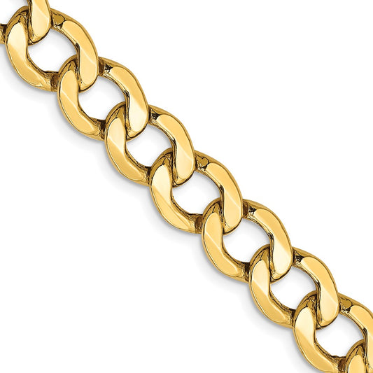 14K 18 inch 9mm Semi-Solid Curb with Lobster Clasp Chain