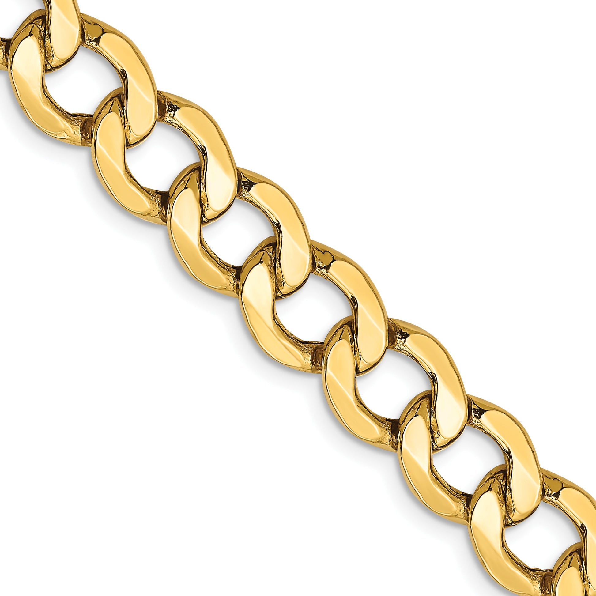 14K 24 inch 9mm Semi-Solid Curb with Lobster Clasp Chain