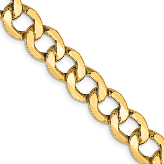 14K 20 inch 9mm Semi-Solid Curb with Lobster Clasp Chain