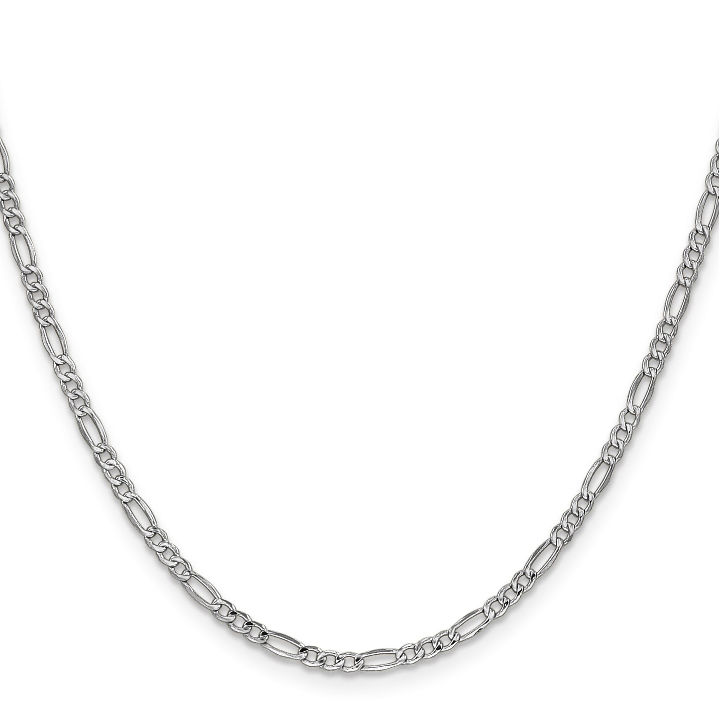 14K White Gold 22 inch 2.5mm Semi-Solid Figaro with Lobster Clasp Chain
