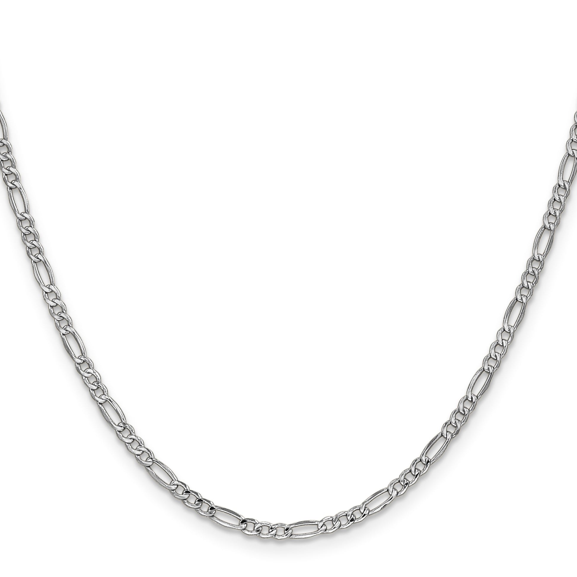 14K White Gold 22 inch 2.5mm Semi-Solid Figaro with Lobster Clasp Chain