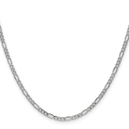 14K White Gold 22 inch 2.5mm Semi-Solid Figaro with Lobster Clasp Chain