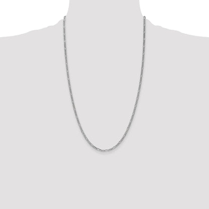 14K White Gold 26 inch 2.5mm Semi-Solid Figaro with Lobster Clasp Chain