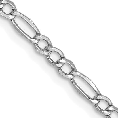 14K White Gold 22 inch 2.5mm Semi-Solid Figaro with Lobster Clasp Chain