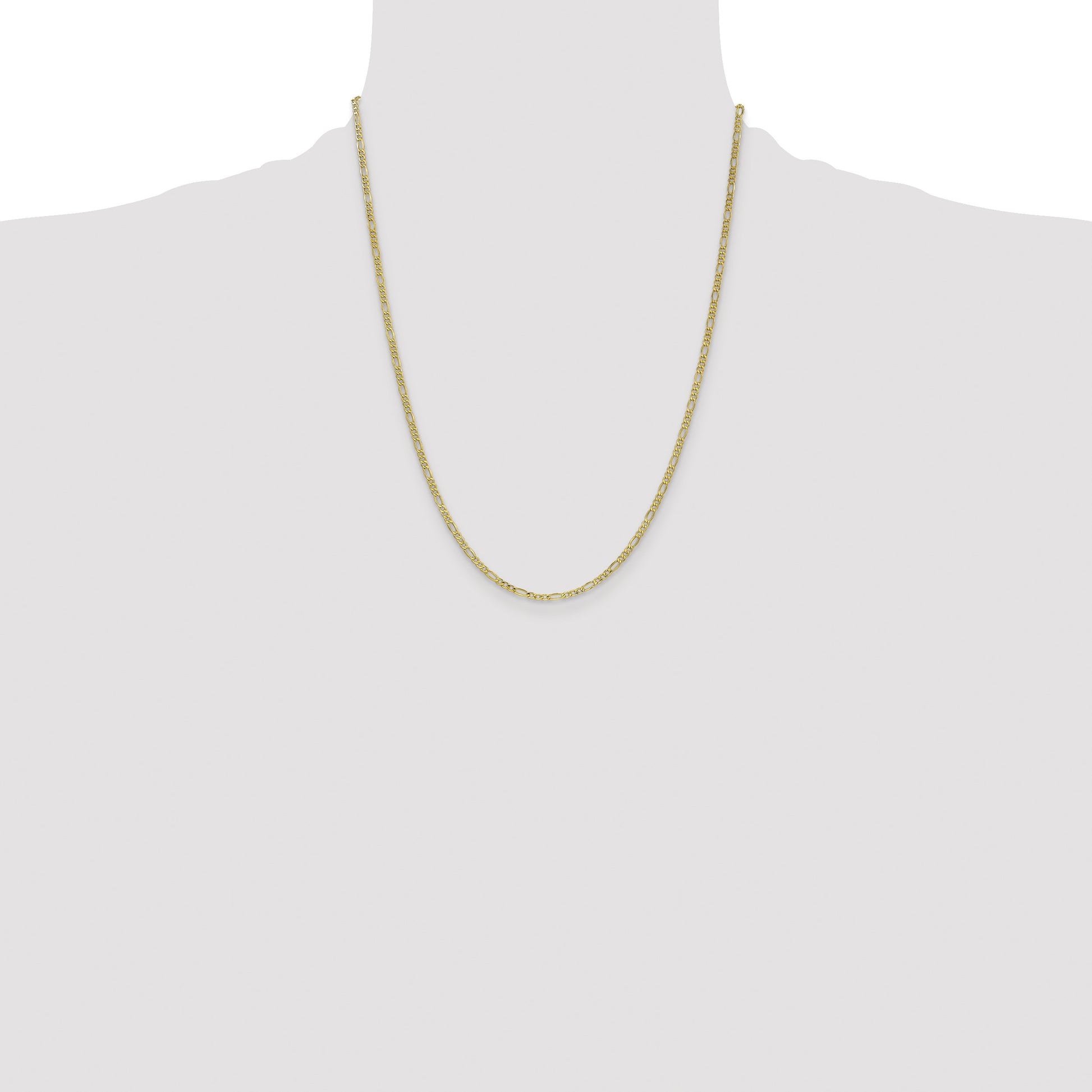 14K 22 inch 2.5mm Semi-Solid Figaro with Lobster Clasp Chain