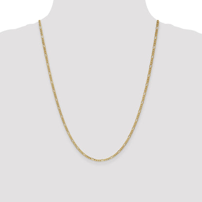 14K 24 inch 2.5mm Semi-Solid Figaro with Lobster Clasp Chain