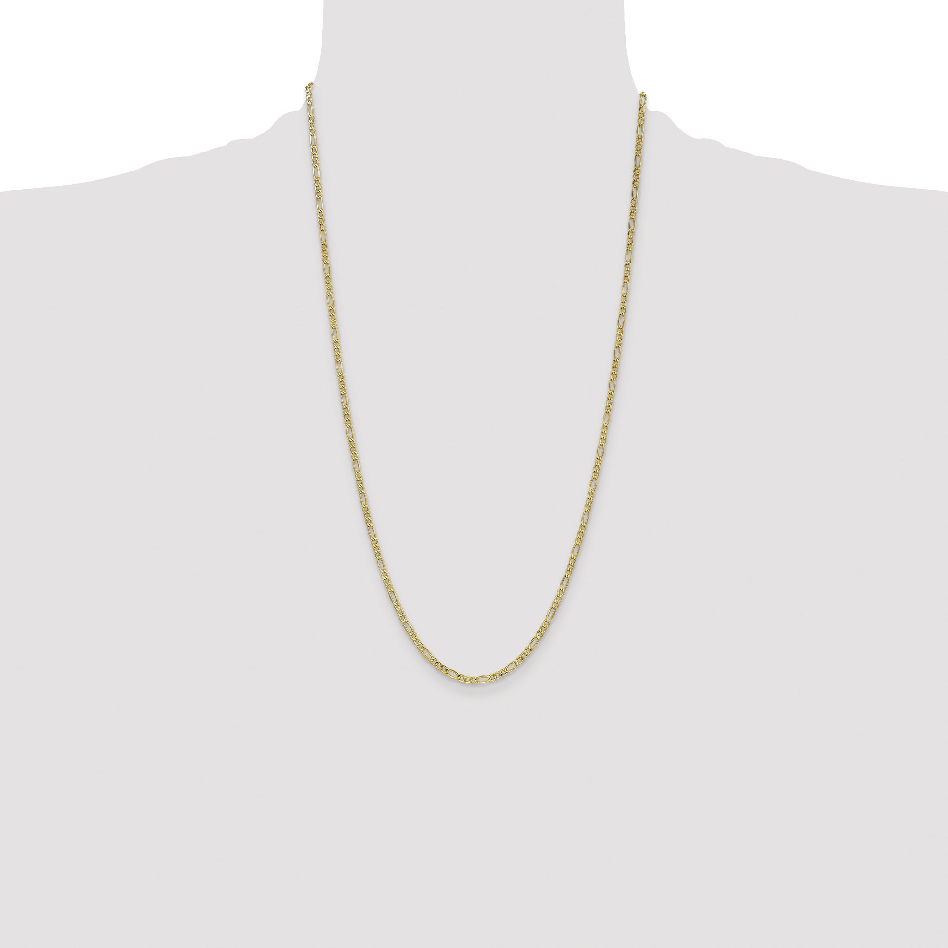 14K 26 inch 2.5mm Semi-Solid Figaro with Lobster Clasp Chain