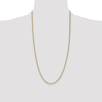 14K 28 inch 2.5mm Semi-Solid Figaro with Lobster Clasp Chain