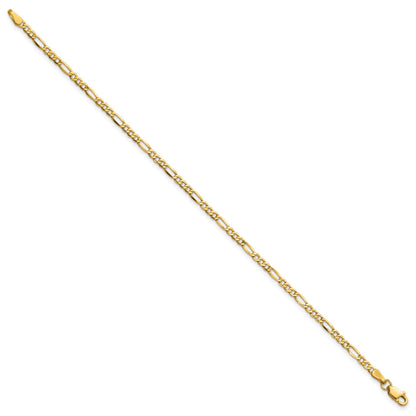 14K 9 inch 2.5mm Semi-Solid Figaro with Lobster Clasp Anklet