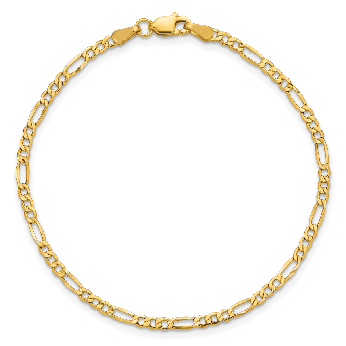 14K 10 inch 2.5mm Semi-Solid Figaro with Lobster Clasp Anklet
