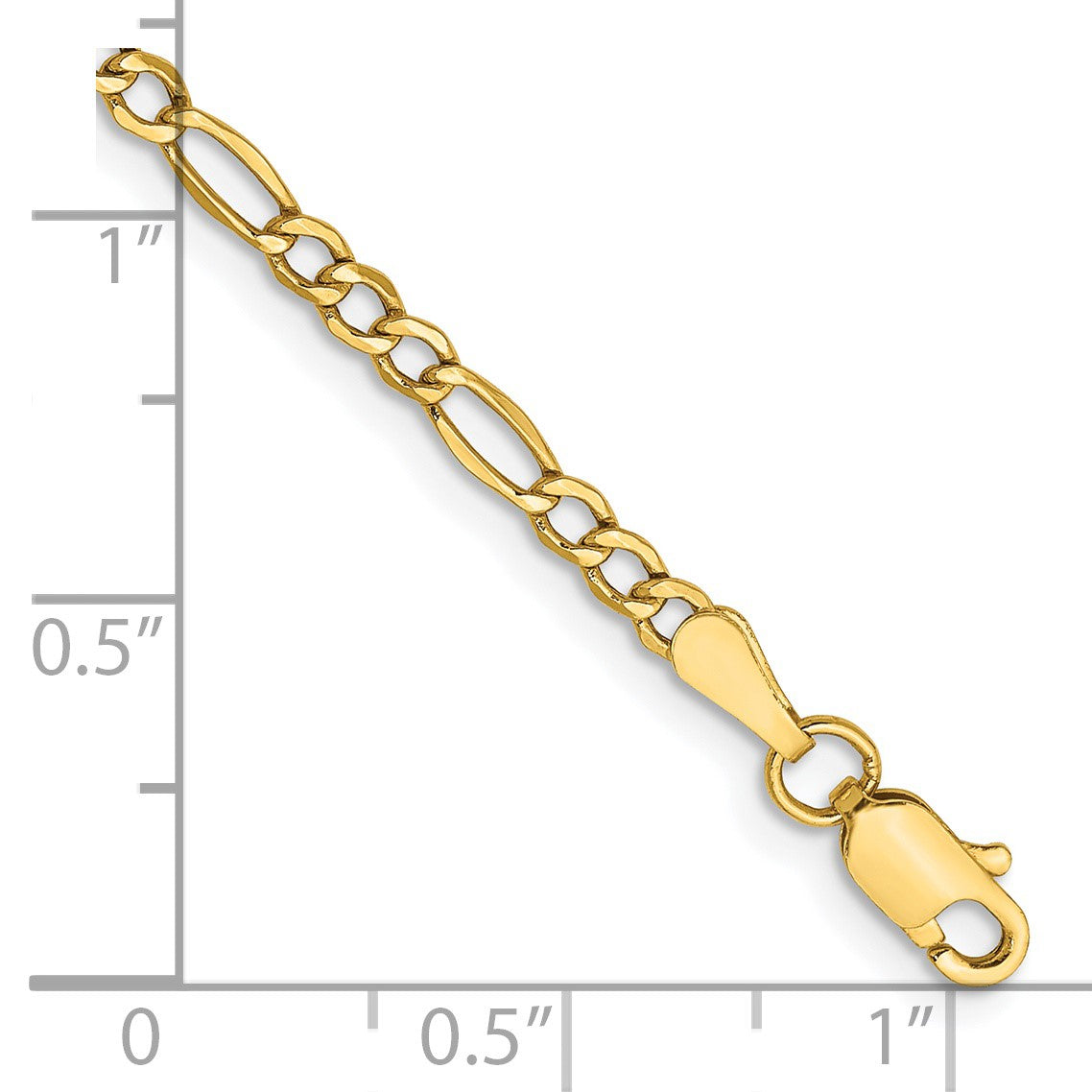 14K 9 inch 2.5mm Semi-Solid Figaro with Lobster Clasp Anklet