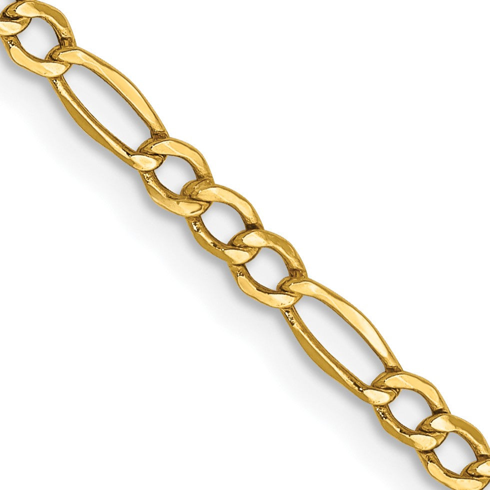 14K 28 inch 2.5mm Semi-Solid Figaro with Lobster Clasp Chain
