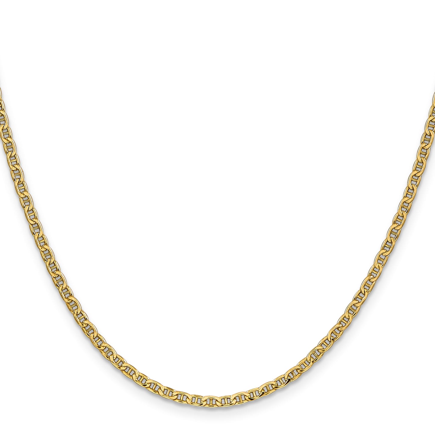 14K 22 inch 2.4mm Semi-Solid Anchor with Spring Ring Clasp Chain