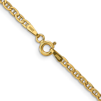 14K 22 inch 2.4mm Semi-Solid Anchor with Spring Ring Clasp Chain