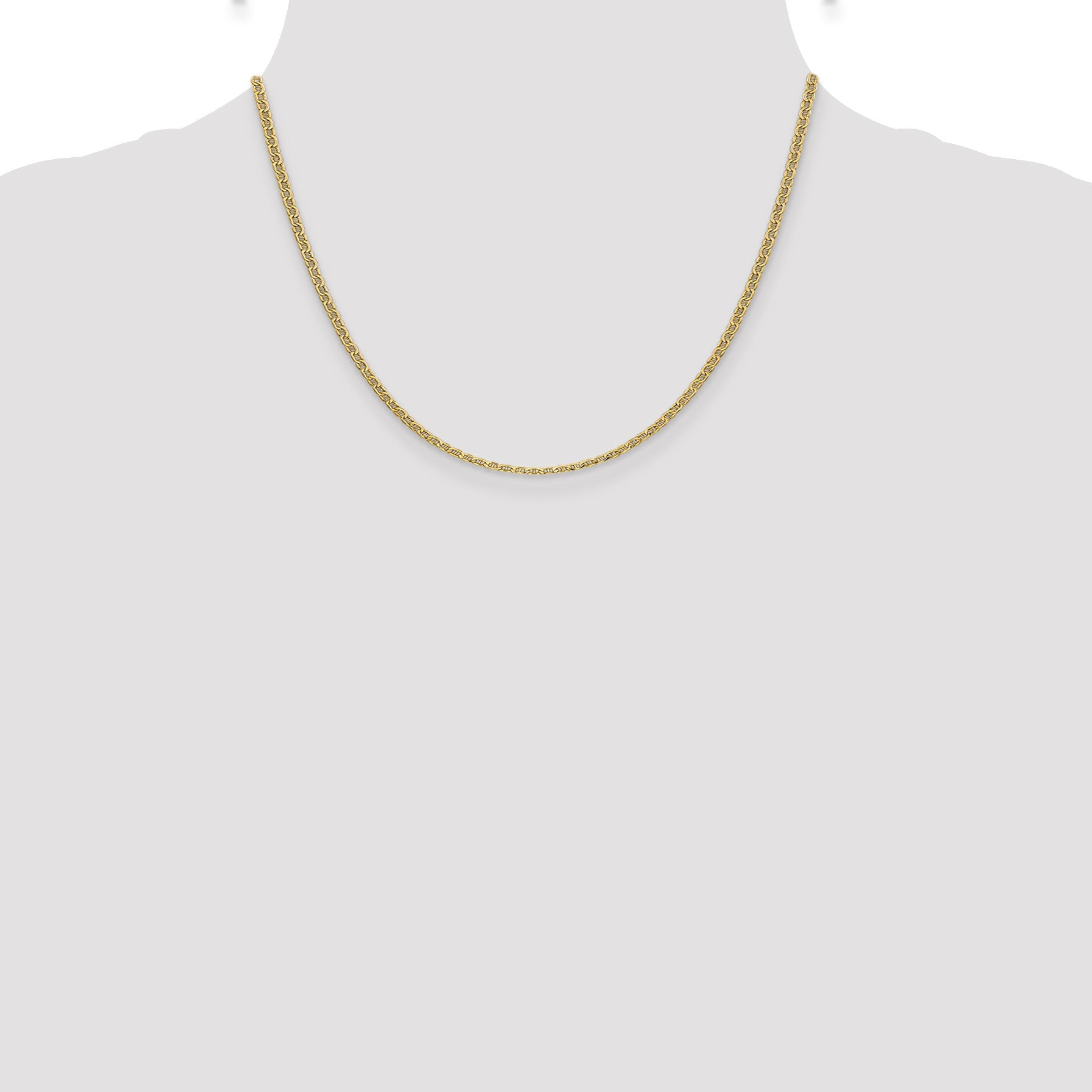 14K 18 inch 2.4mm Semi-Solid Anchor with Spring Ring Clasp Chain