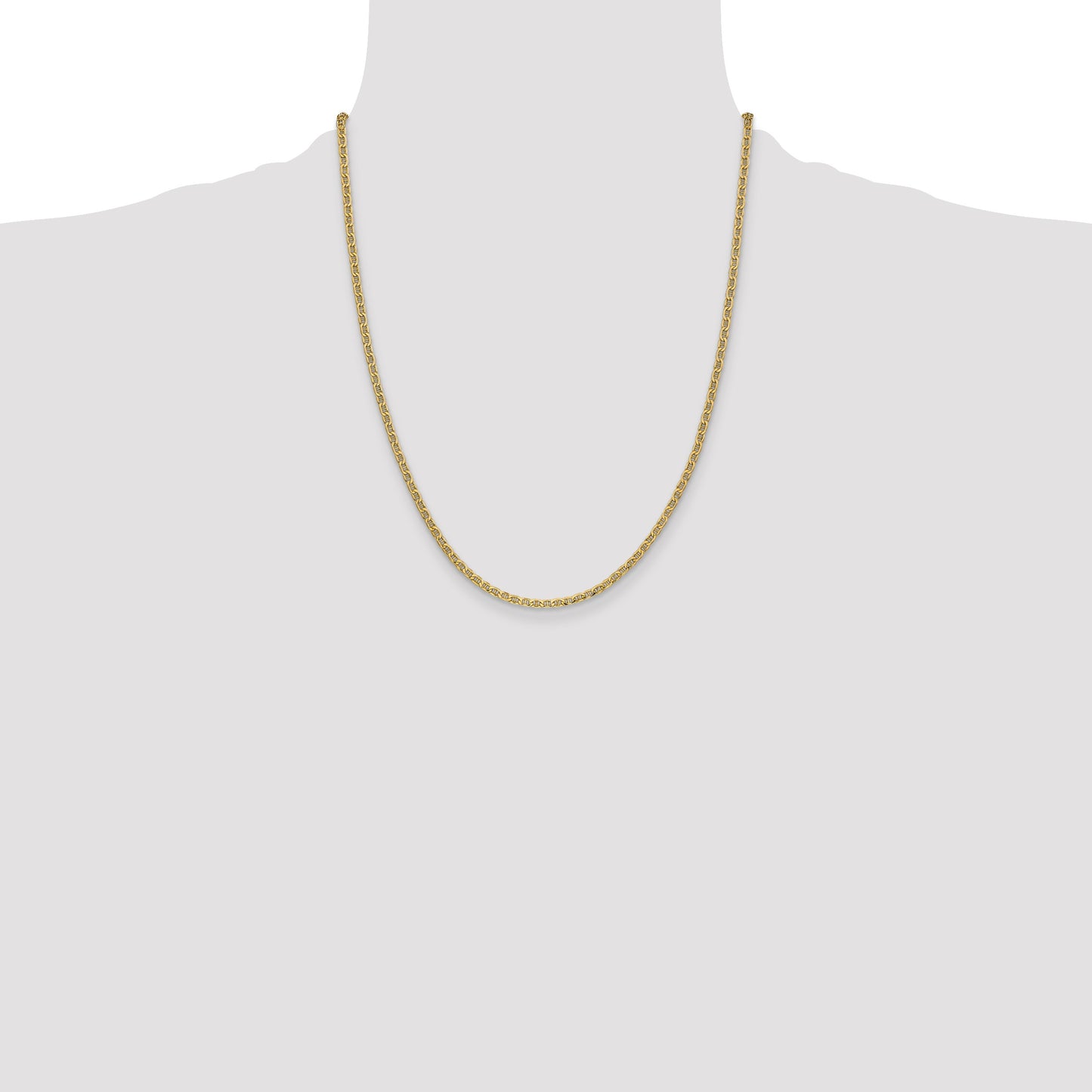 14K 22 inch 2.4mm Semi-Solid Anchor with Spring Ring Clasp Chain