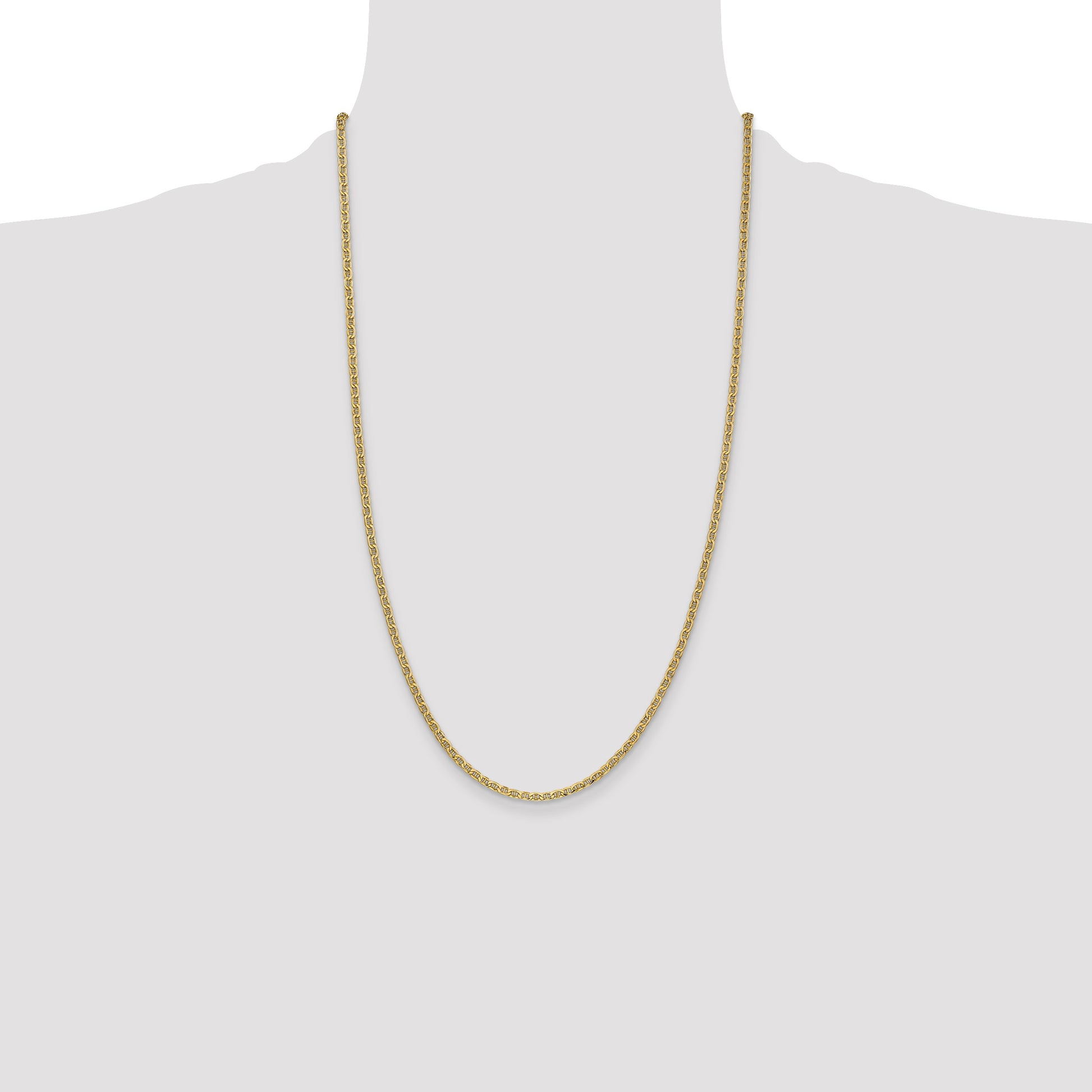 14K 26 inch 2.4mm Semi-Solid Anchor with Spring Ring Clasp Chain