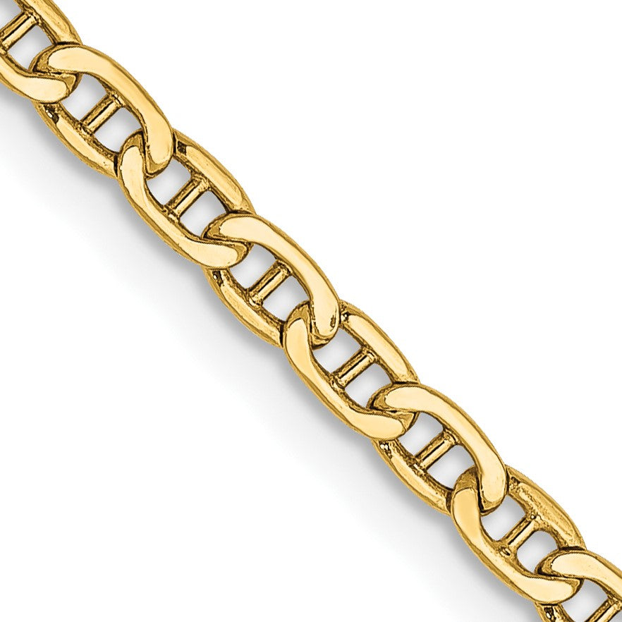 14K 16 inch 2.4mm Semi-Solid Anchor with Spring Ring Clasp Chain