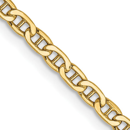 14K 24 inch 2.4mm Semi-Solid Anchor with Spring Ring Clasp Chain