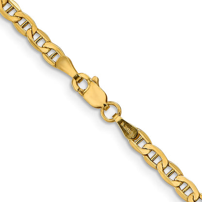 14K 24 inch 3.2mm Semi-Solid Anchor with Lobster Clasp Chain