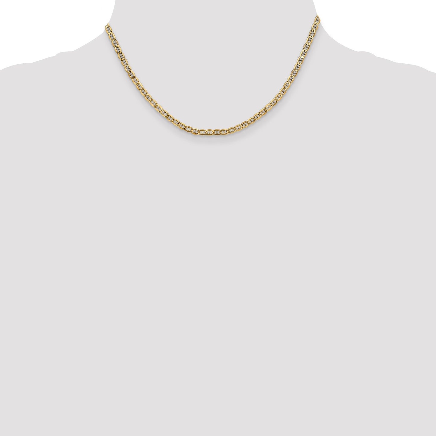 14K 16 inch 3.2mm Semi-Solid Anchor with Lobster Clasp Chain