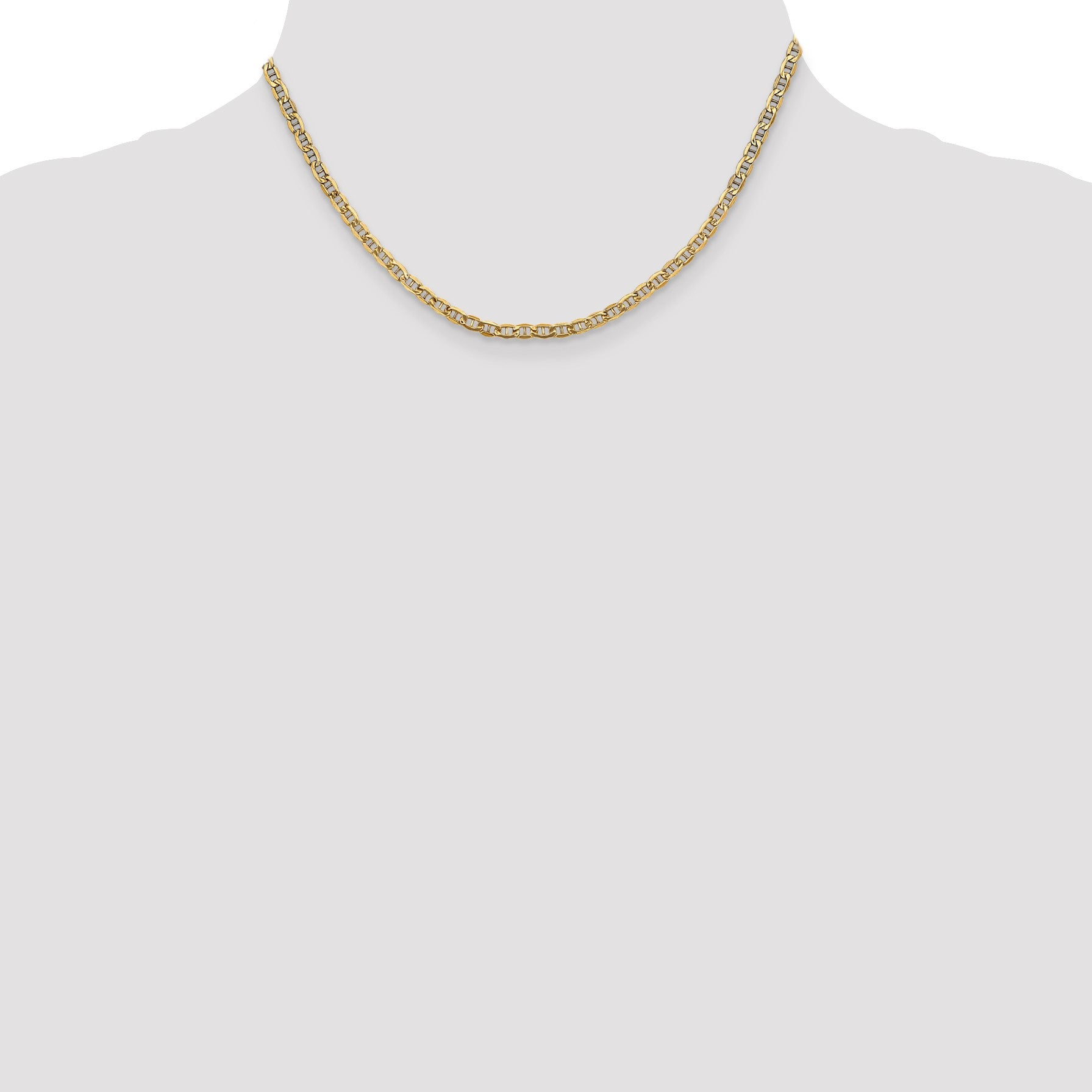 14K 16 inch 3.2mm Semi-Solid Anchor with Lobster Clasp Chain