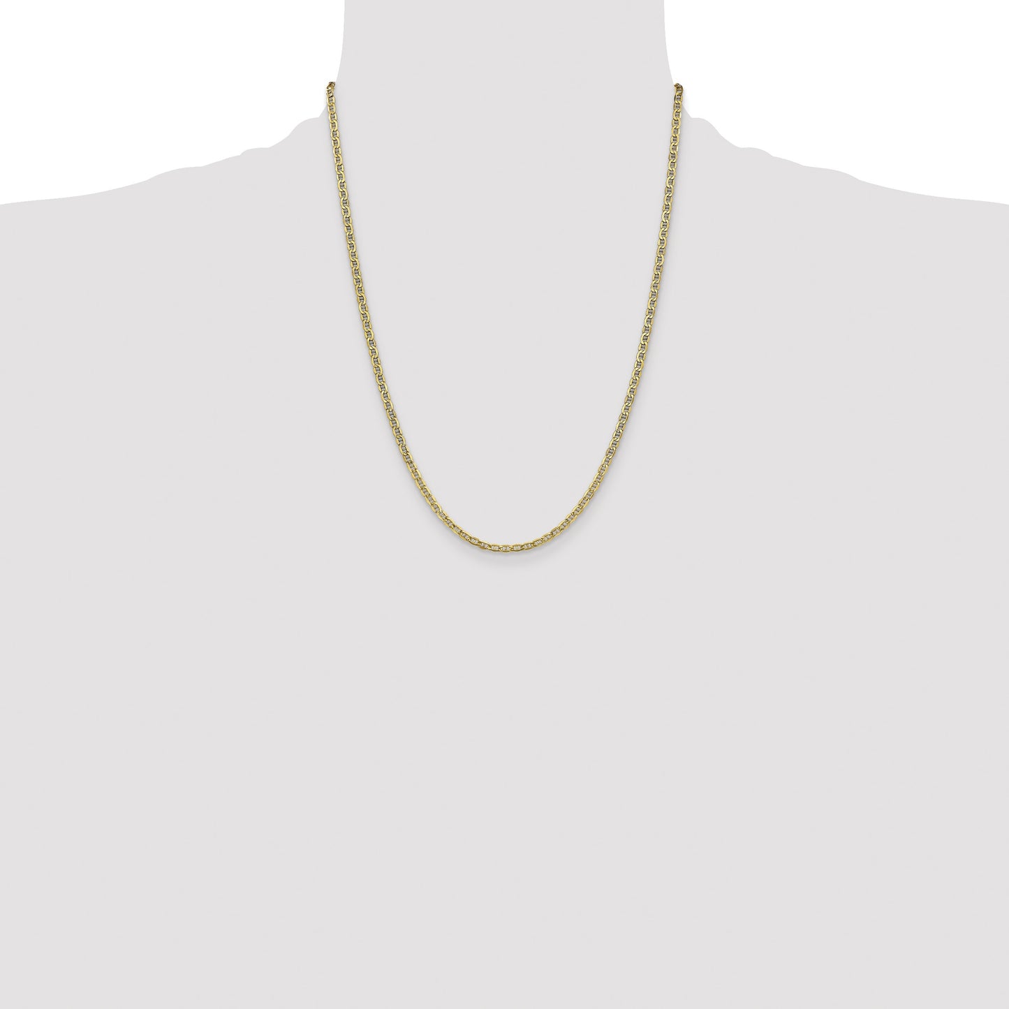 14K 22 inch 3.2mm Semi-Solid Anchor with Lobster Clasp Chain