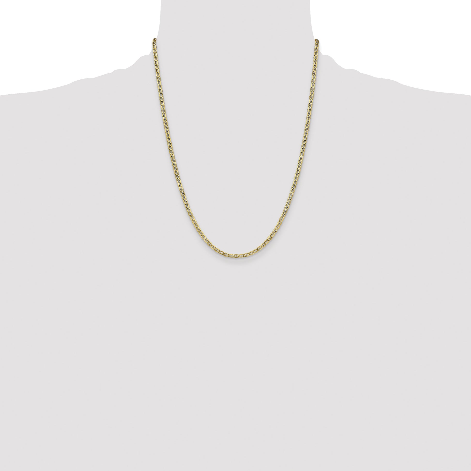 14K 22 inch 3.2mm Semi-Solid Anchor with Lobster Clasp Chain