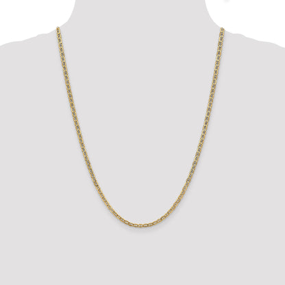 14K 24 inch 3.2mm Semi-Solid Anchor with Lobster Clasp Chain