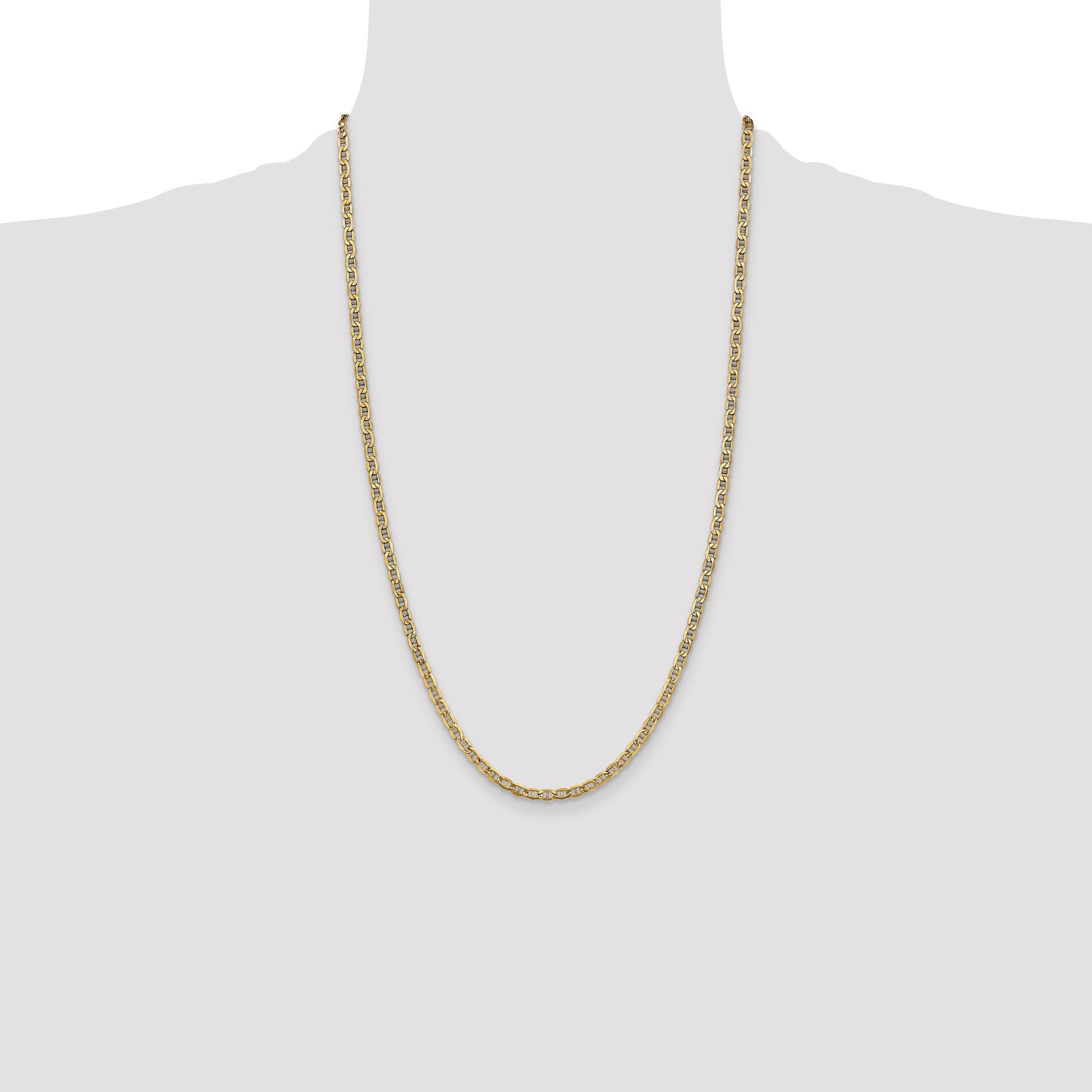 14K 26 inch 3.2mm Semi-Solid Anchor with Lobster Clasp Chain