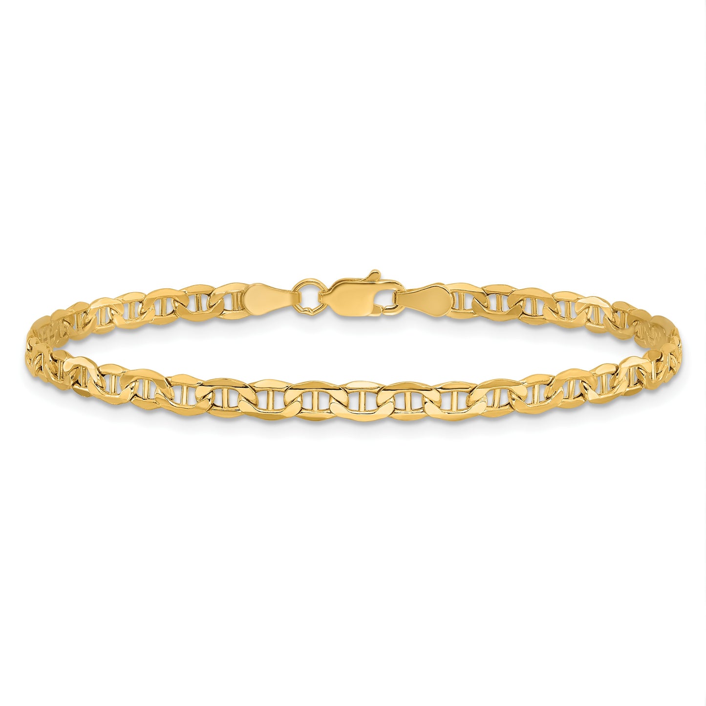 14K 7 inch 3.2mm Semi-Solid Anchor with Lobster Clasp Bracelet