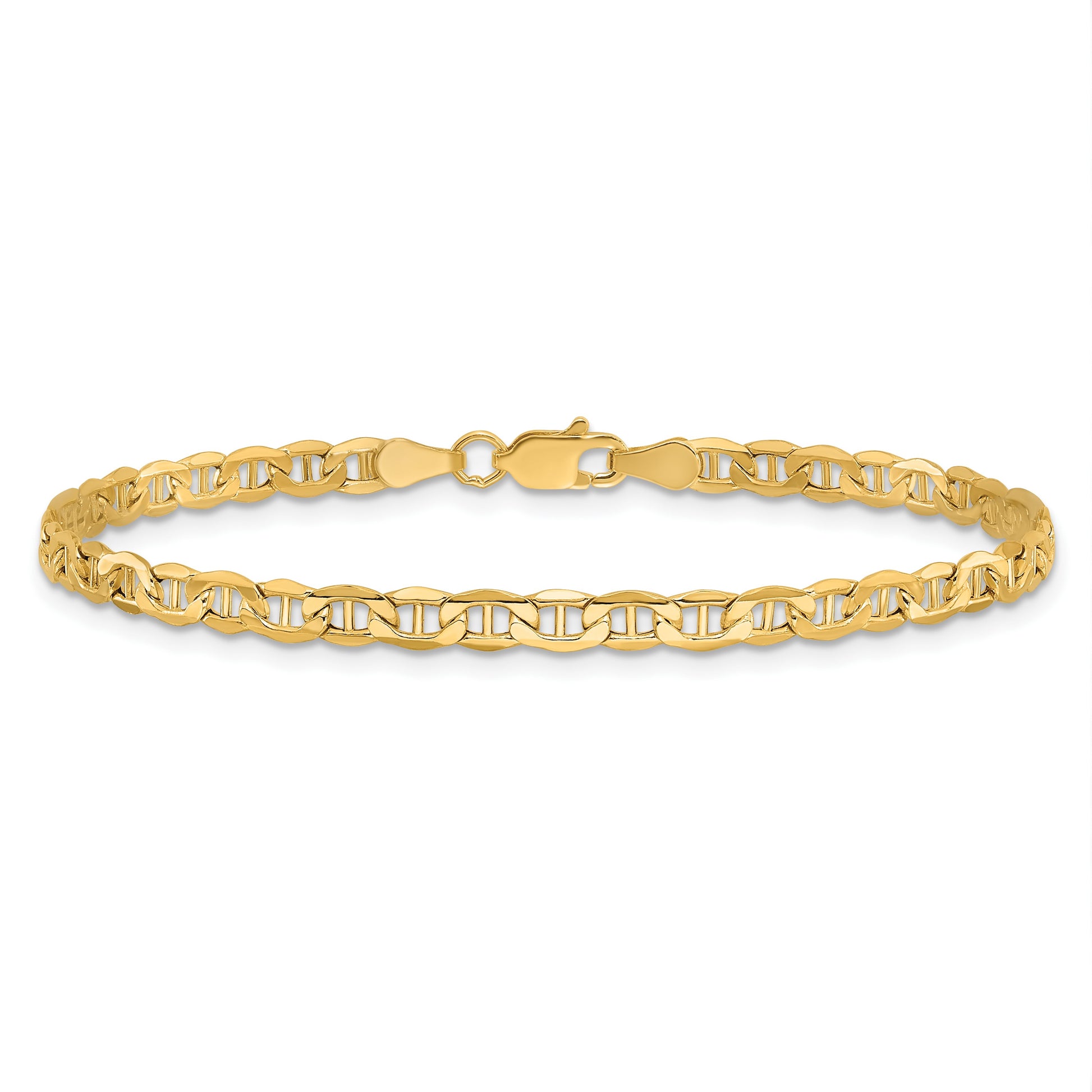 14K 9 inch 3.2mm Semi-Solid Anchor with Lobster Clasp Anklet