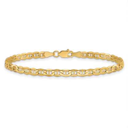 14K 9 inch 3.2mm Semi-Solid Anchor with Lobster Clasp Anklet