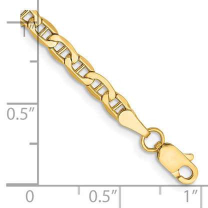 14K 10 inch 3.2mm Semi-Solid Anchor with Lobster Clasp Anklet