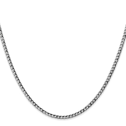 14K White Gold 16 inch 2.5mm Semi-Solid Curb with Lobster Clasp Chain