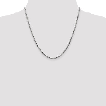 14K White Gold 20 inch 2.5mm Semi-Solid Curb with Lobster Clasp Chain