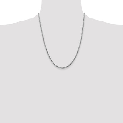 14K White Gold 22 inch 2.5mm Semi-Solid Curb with Lobster Clasp Chain