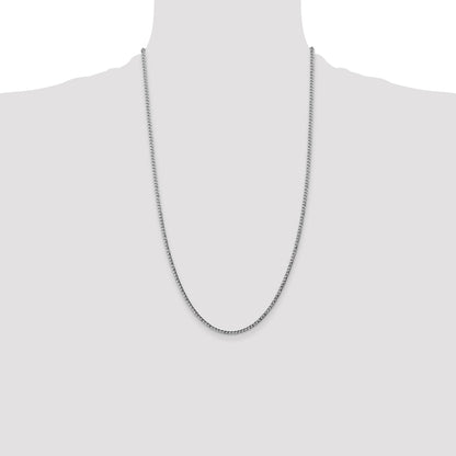 14K White Gold 26 inch 2.5mm Semi-Solid Curb with Lobster Clasp Chain