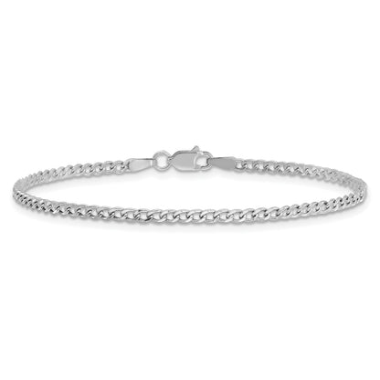 14K White Gold 9 inch 2.5mm Semi-Solid Curb with Lobster Clasp Anklet