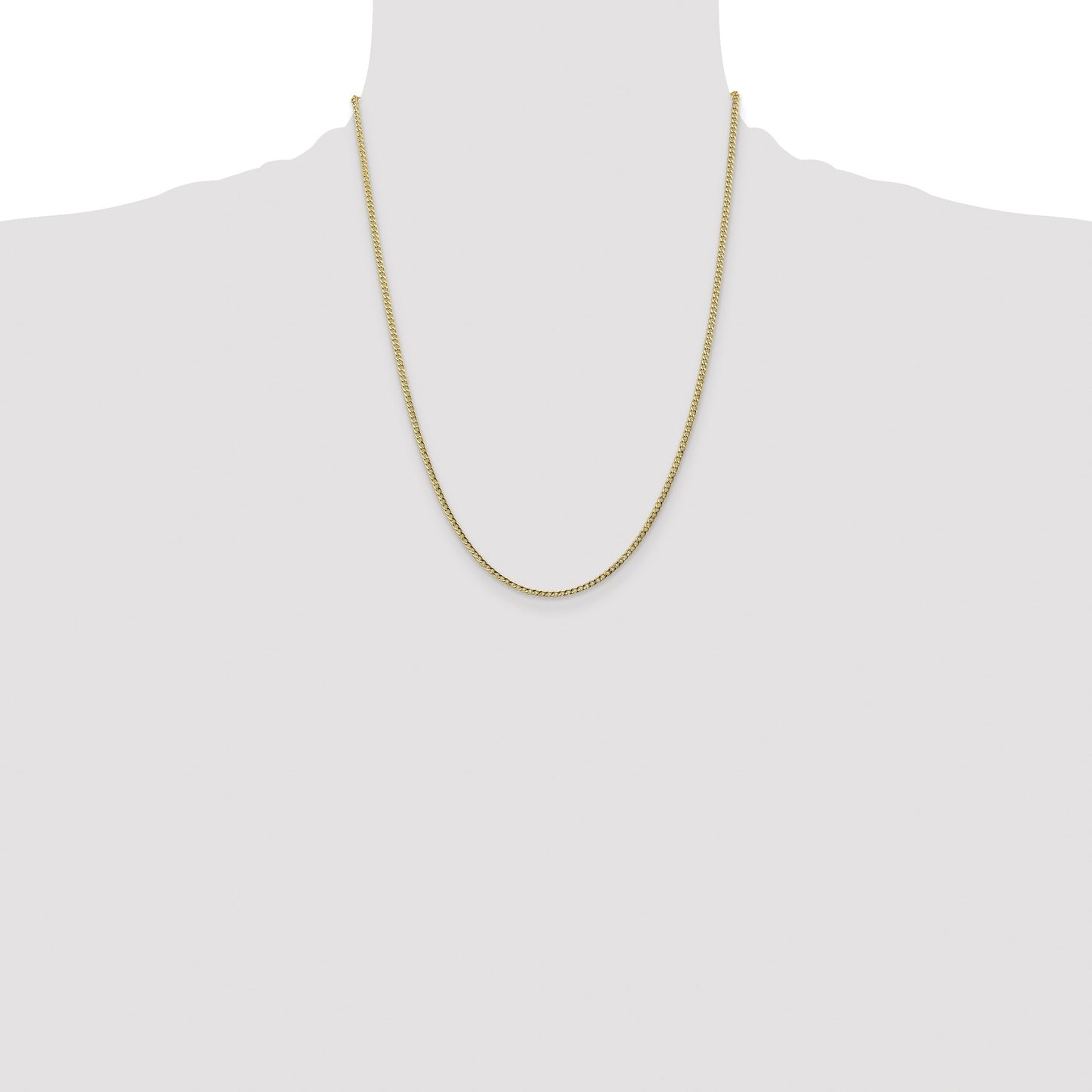 14K 22 inch 2.5mm Semi-Solid Curb with Lobster Clasp Chain