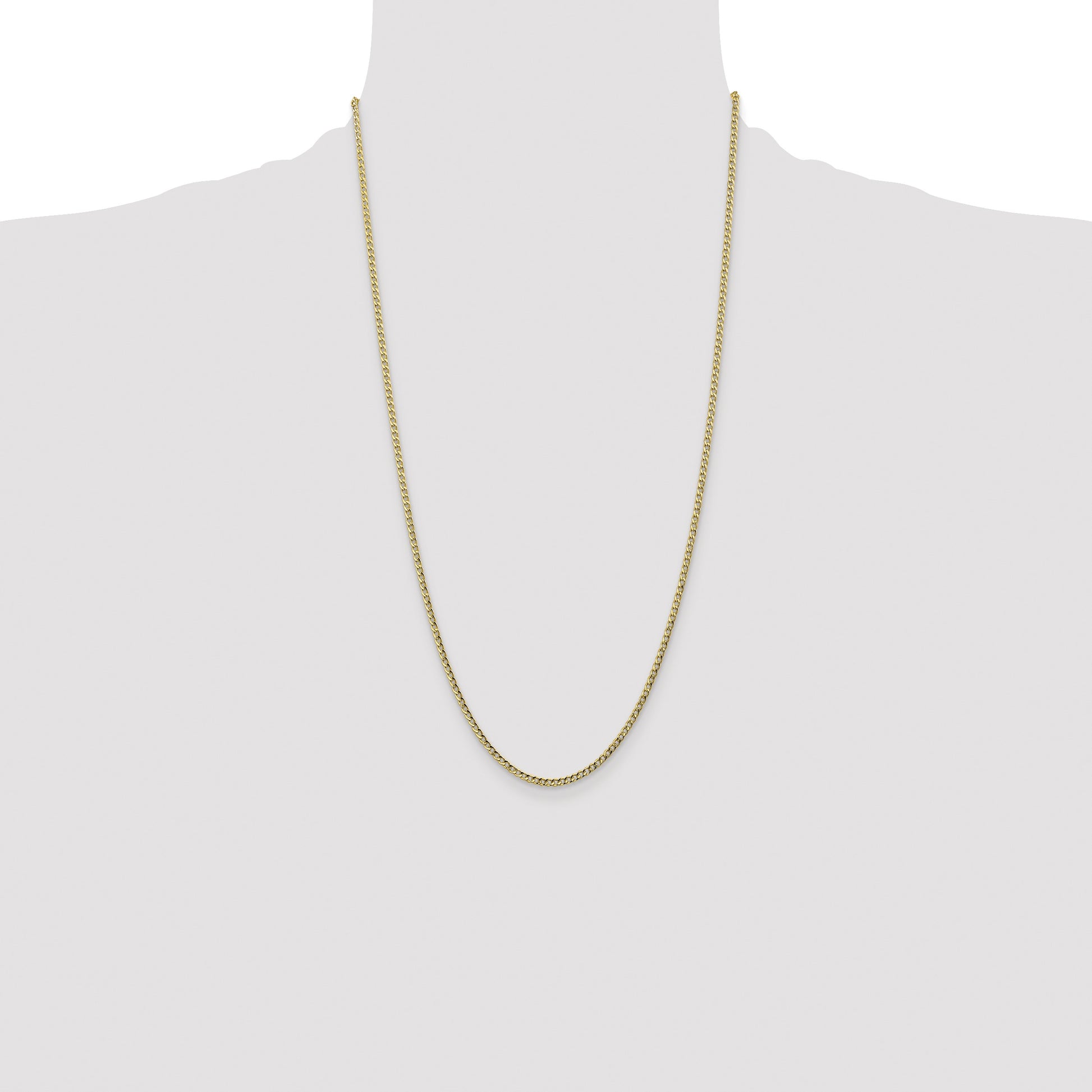 14K 26 inch 2.5mm Semi-Solid Curb with Lobster Clasp Chain