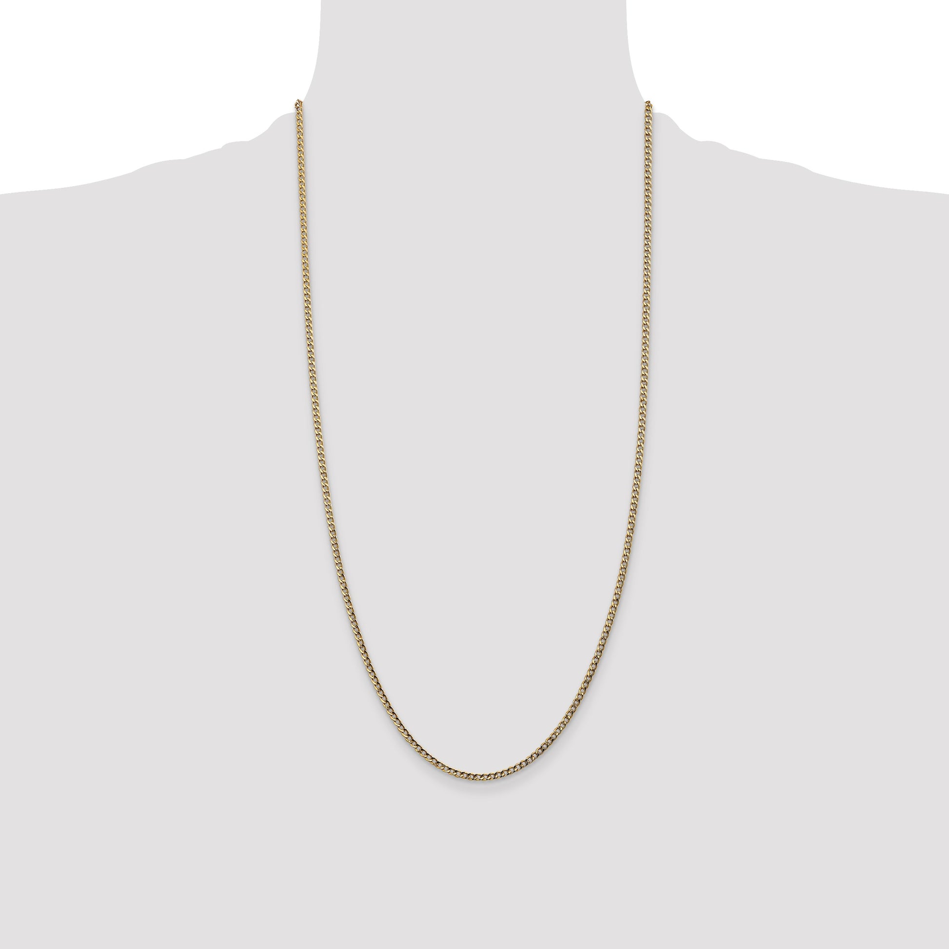 14K 28 inch 2.5mm Semi-Solid Curb with Lobster Clasp Chain