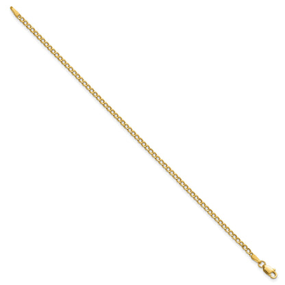 14K 10 inch 2.5mm Semi-Solid Curb with Lobster Clasp Anklet