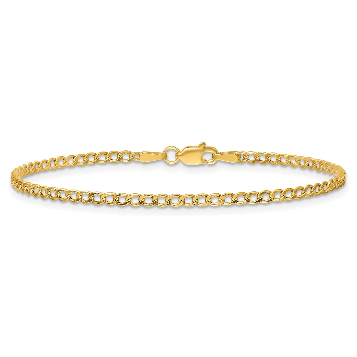 14K 9 inch 2.5mm Semi-Solid Curb with Lobster Clasp Anklet