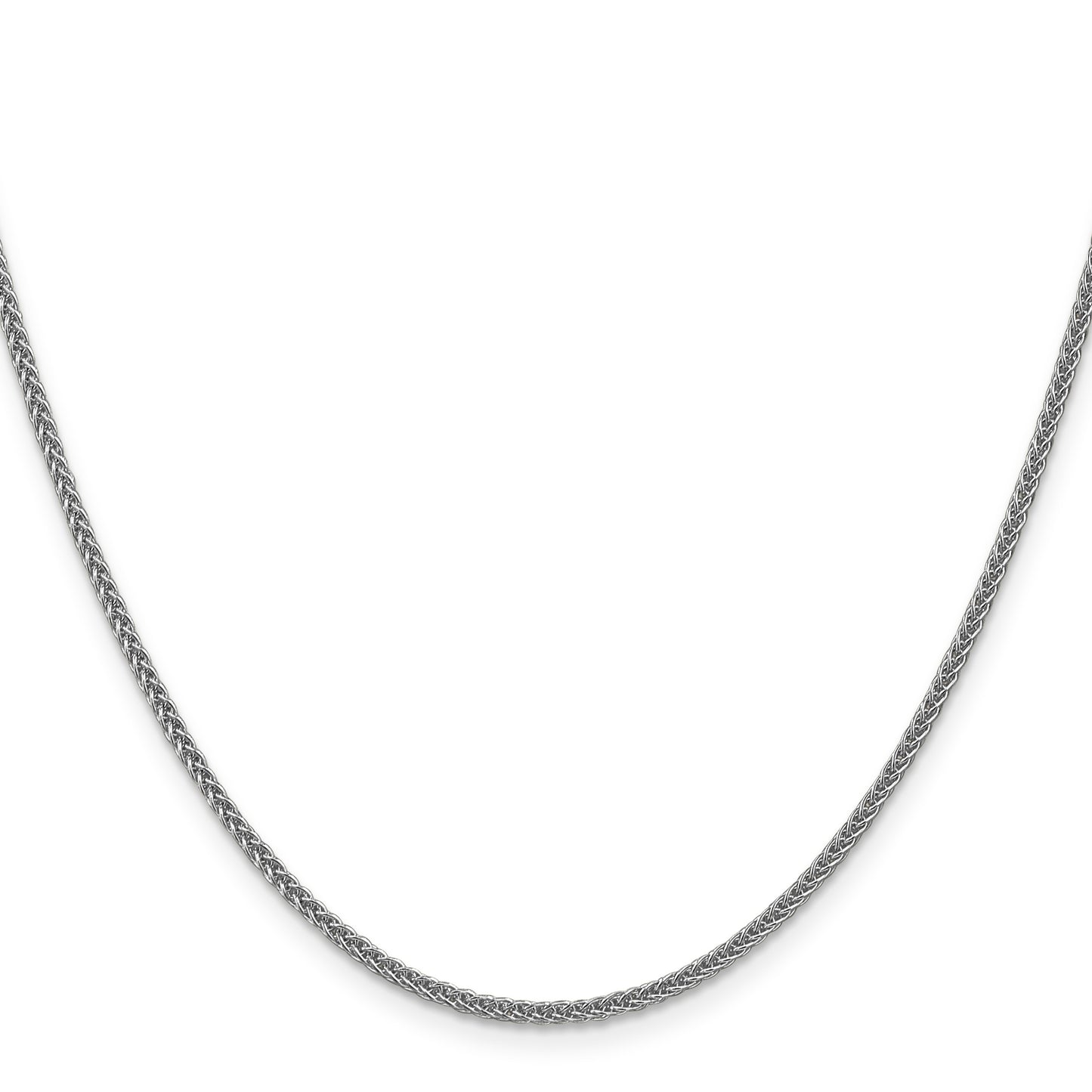 14K White Gold 16 inch 2mm Semi-Solid 3-Wire Wheat with Lobster Clasp Chain