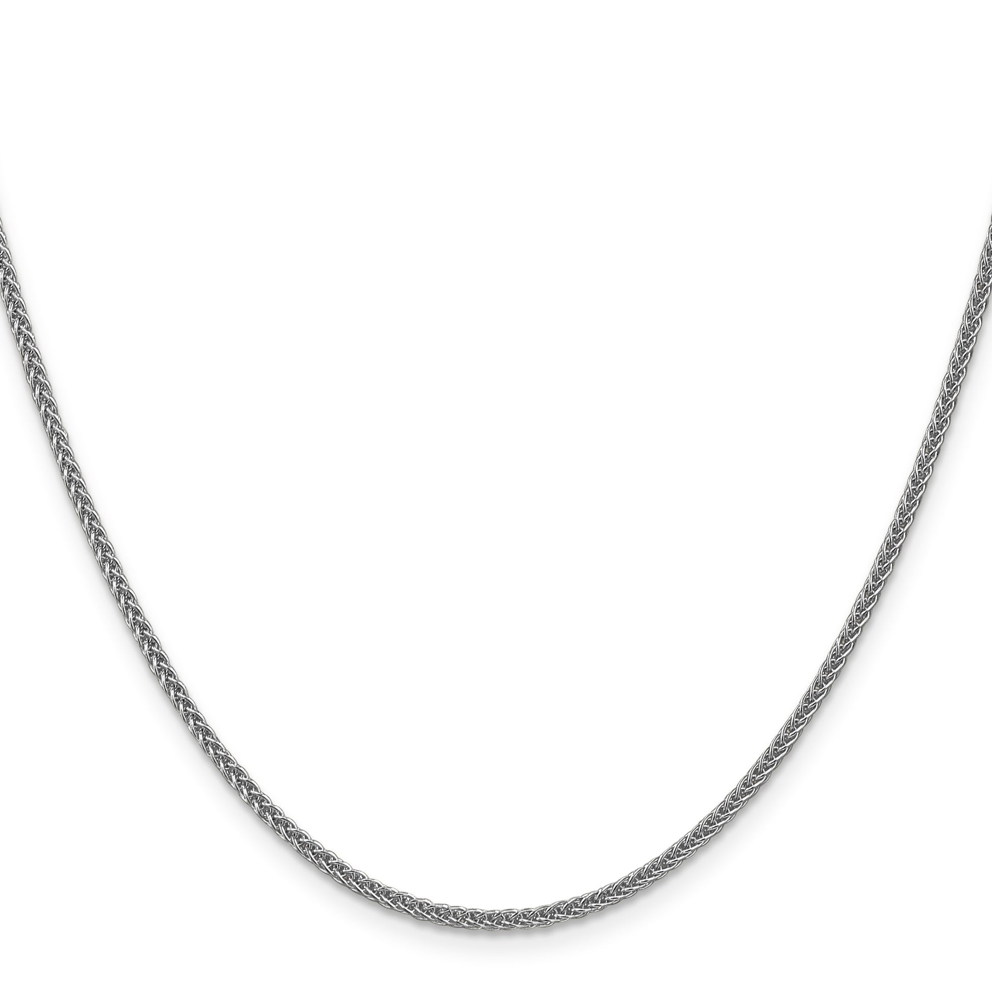 14K White Gold 16 inch 2mm Semi-Solid 3-Wire Wheat with Lobster Clasp Chain