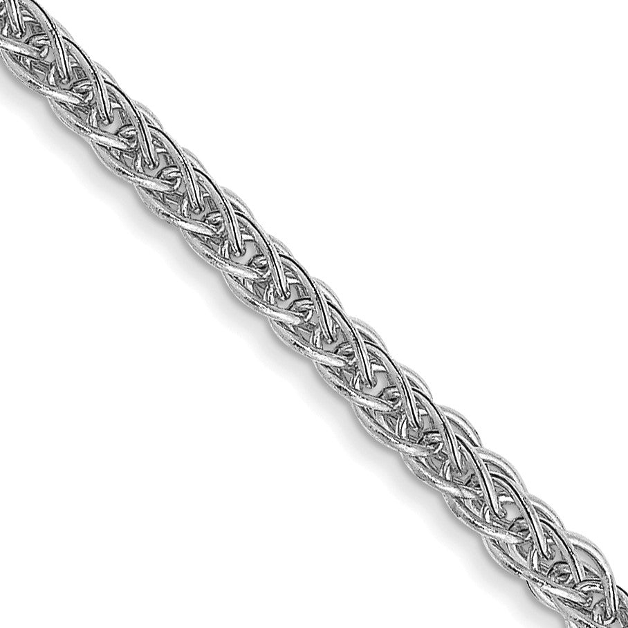 14K White Gold 16 inch 2mm Semi-Solid 3-Wire Wheat with Lobster Clasp Chain