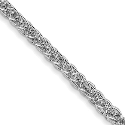 14K White Gold 16 inch 2mm Semi-Solid 3-Wire Wheat with Lobster Clasp Chain